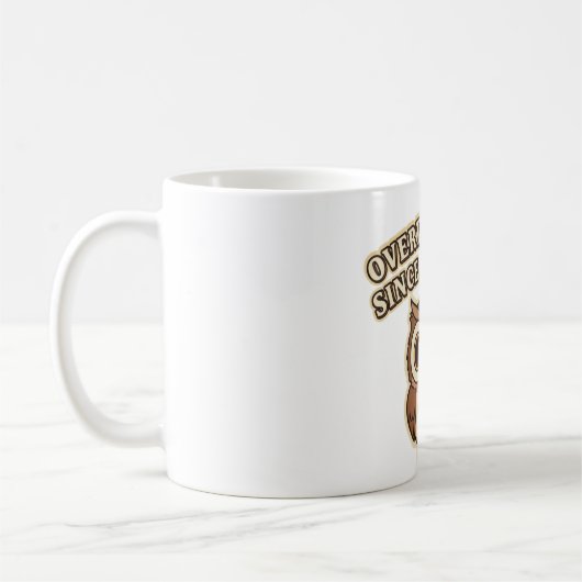 Retro Owl Overthinking White Mug (Gauche)