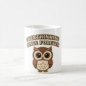 Retro Owl Overthinking White Mug Koffiemok (Center)