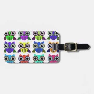 Retro Owl Patroon Bagagelabel