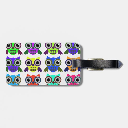 Retro Owl Patroon Bagagelabel (Achterkant horizontaal)