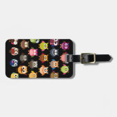 Retro Owl Patroon Bagagelabel (Voorkant horizontaal)
