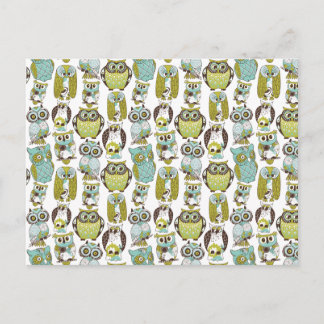 Retro Owl patroon leuke grappige achtergrond Briefkaart