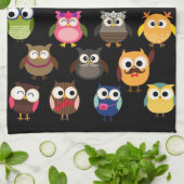 Retro Owl Patroon Theedoek (Gevouwen)