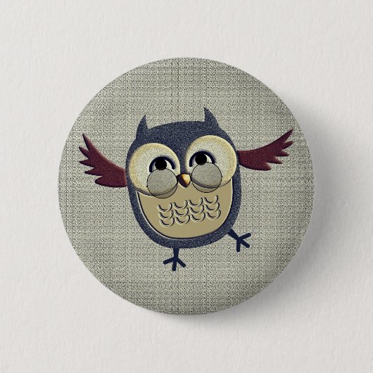 Retro  Owl Ronde Button 5,7 Cm (Voorkant)