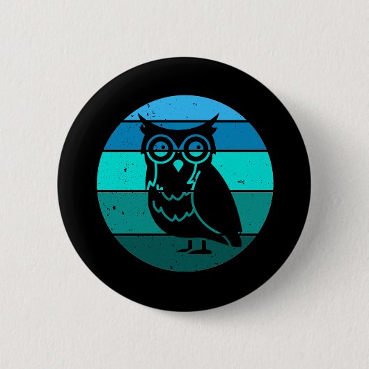 Retro Owl Ronde Button 5,7 Cm (Voorkant)