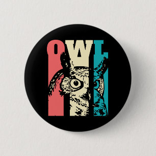 Retro Owl Ronde Button 5,7 Cm