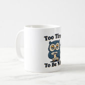 Retro Owl Sleepy Wisdom White Mug (Devant gauche)