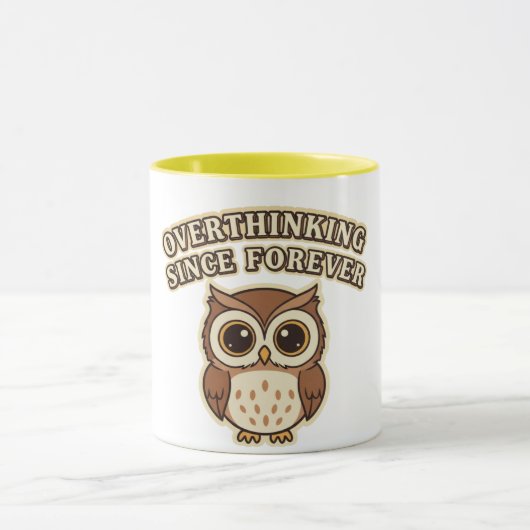 Retro Owl Thinking Mode Color Inside Mug (Centre)