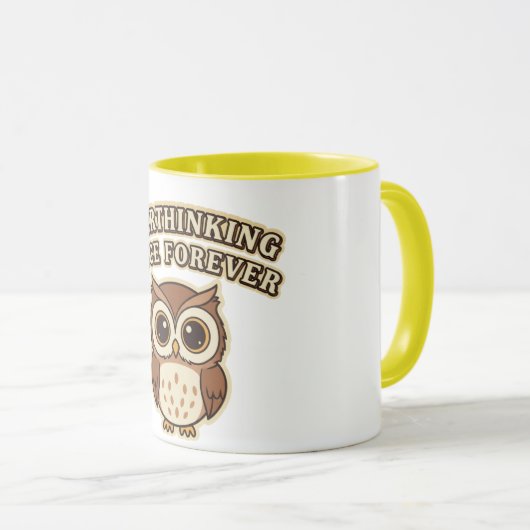 Retro Owl Thinking Mode Color Inside Mug Mok (Voorkant rechts)
