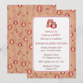 Retro Owls Baby shower Invitation Kaart (Voorkant / Achterkant)