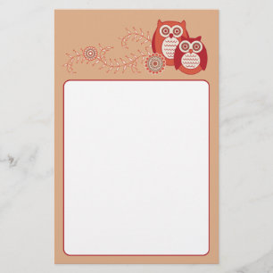 Retro Owls Stationery Briefpapier