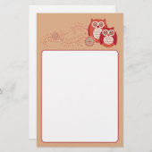 Retro Owls Stationery Briefpapier (Voorkant / Achterkant)