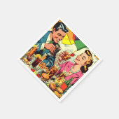 Retro paar Drink strips Servet (Hoek)