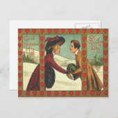  retro paar kussen Valentijn Kaart (Voorkant / Achterkant)