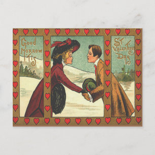 retro paar kussen Valentijn Kaart