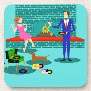 Retro Paar met de Harde Plastic Onderzetters van