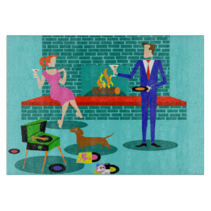 Retro Paar met de Scherpe Raad van de Hond Snijplank