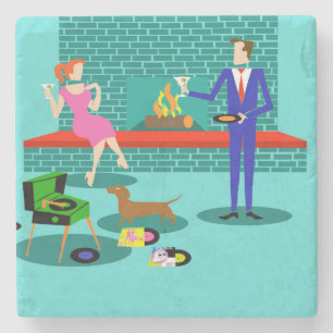 Retro Paar met het Onderzetter van de Steen van de