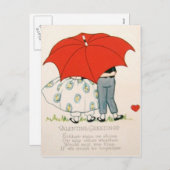 retro paar onder paraplu Valentijn Kaart (Voorkant / Achterkant)