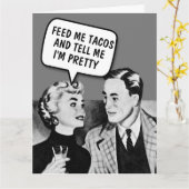 RETRO PAAR TACO'S GRAPPIG WENSKAART KAART (Gele Bloem)