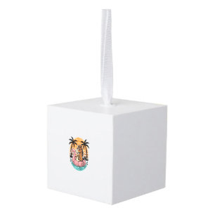 Retro Paard Flamingo Float Zomer Vakantie Ontwerp Kubus Ornament