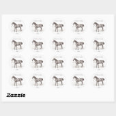 Retro paard grappig ronde sticker (Vel)