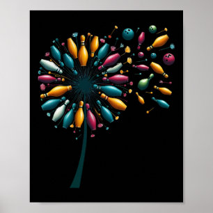 Retro Paardenbloem Bowling Kegel Bowling Speler Poster