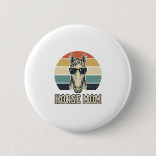 Retro paardenmoeder graveer zonnebril ontwerp ronde button 5,7 cm