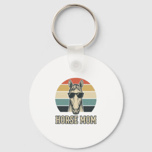Retro paardenmoeder graveer zonnebril ontwerp sleutelhanger