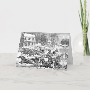 retro-paardenraces feestdagen kaart