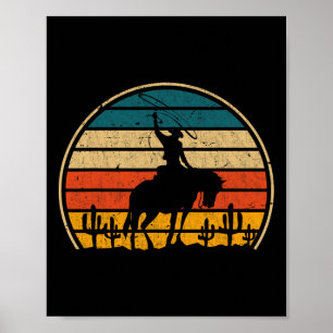Retro Paardrijden Rodeo Western Country Cowbo Poster