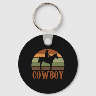 Retro Paardrijden Rodeo Western Paard Cowboy Sleutelhanger