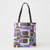 Retro Paars Brown 60s Pattern Tote Bag (Voorkant)