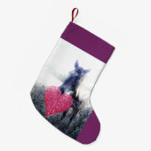 Retro Paars paard en hart kerstpaard Kleine Kerstsok (Voorkant (Hangend))