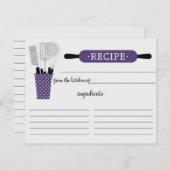 Retro Paars Rolling Pin Kitchen Tools Recipcard (Voorkant / Achterkant)