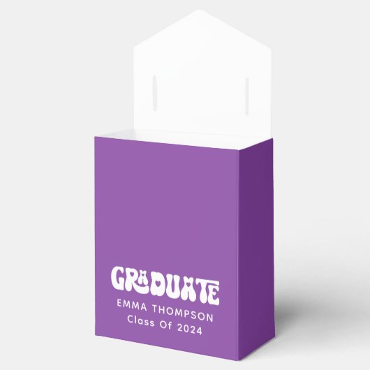 Retro Paarse Afstuderen Klasse van 2024 Bedankdoosjes (Geopend)