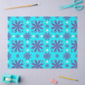 Retro paarse bloemen op blauwe achtergrond tissuepapier (Craft)