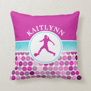 Retro Paarse Circles Girls Soccer door Golly Girls Kussen