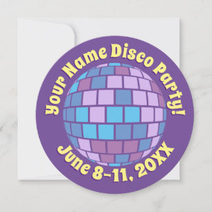 Retro Paarse Disco Bal PERSOONLIJK Kaart