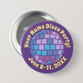Retro Paarse Disco Ball PERSONALIZED Button (Voorkant /achterkant)