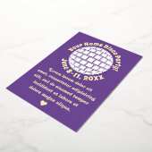 Retro Paarse Disco Ball PERSONALIZED Silver Folie Uitnodiging (Gedraaid)