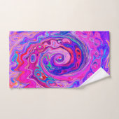 Retro Paarse en Oranje Abstracte Groovy Swirl Bad Handdoek (Handdoek)