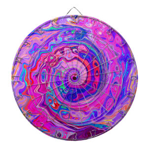 Retro Paarse en Oranje Abstracte Groovy Swirl Dartbord