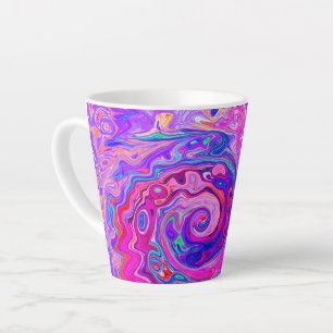 Retro Paarse en Oranje Abstracte Groovy Swirl Latte Mok