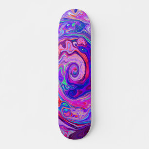 Retro Paarse en Oranje Abstracte Groovy Swirl Skateboard