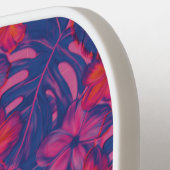 Retro Paarse en roze bloemen Pickleball Paddle (Links Detail)