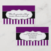 Retro Paarse en Witte stripte Visitekaartjes (Voorkant / Achterkant)