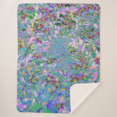 Retro Paarse, groene en blauwe wilde bloemen op Ro Sherpa Deken (Voorkant)