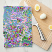 Retro Paarse, groene en blauwe wilde bloemen op Ro Theedoek (Quarter Fold)