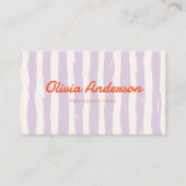 Retro Paarse Hand Geschreven Getrapte QR-code Visitekaartje (Voorkant)